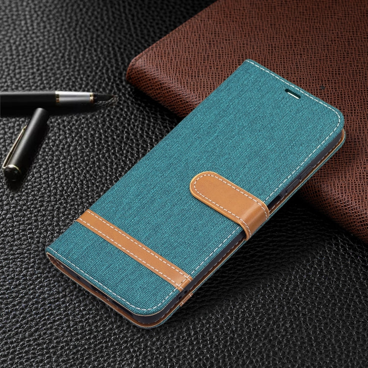 For Xiaomi Redmi 10 Color Matching Denim Texture Leather Case with Holder & Card Slots & Wallet & Lanyard