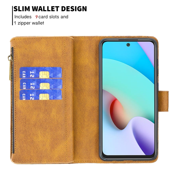 For Xiaomi Redmi 10 Flying Butterfly Embossing Pattern Zipper Horizontal Flip Leather Case with Holder & Card Slots & Wallet