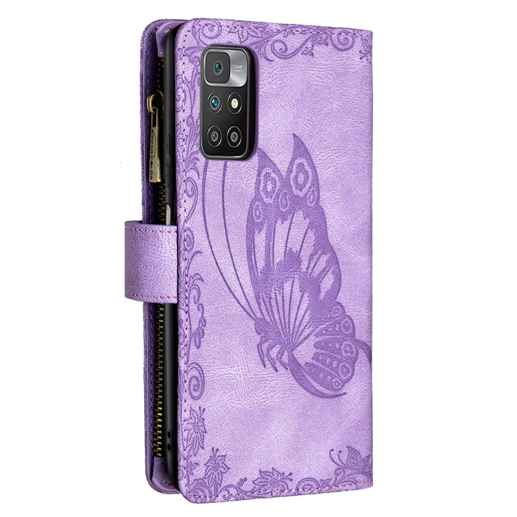 For Xiaomi Redmi 10 Flying Butterfly Embossing Pattern Zipper Horizontal Flip Leather Case with Holder & Card Slots & Wallet