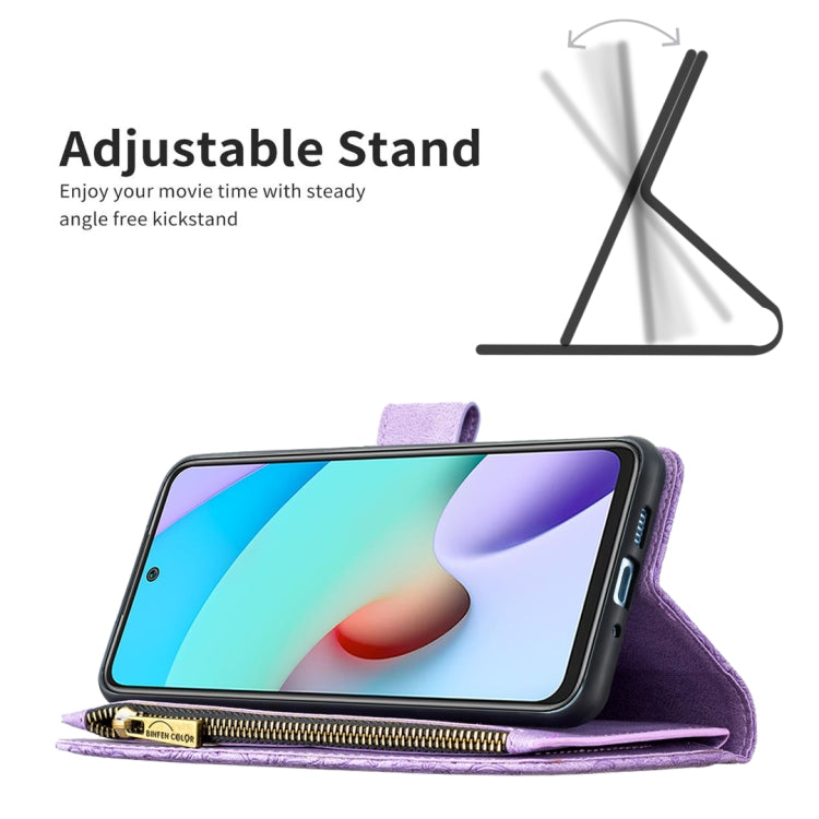 For Xiaomi Redmi 10 Flying Butterfly Embossing Pattern Zipper Horizontal Flip Leather Case with Holder & Card Slots & Wallet