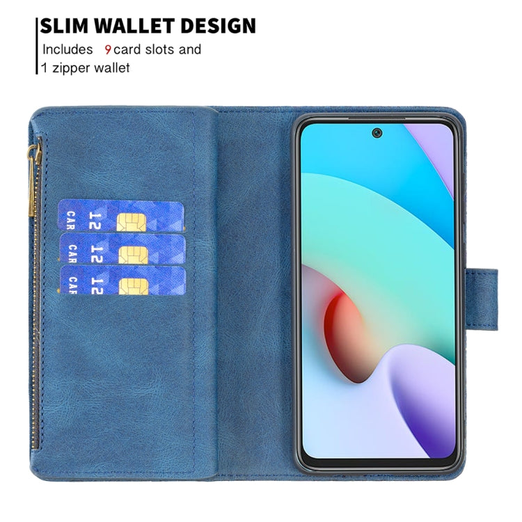 For Xiaomi Redmi 10 Flying Butterfly Embossing Pattern Zipper Horizontal Flip Leather Case with Holder & Card Slots & Wallet