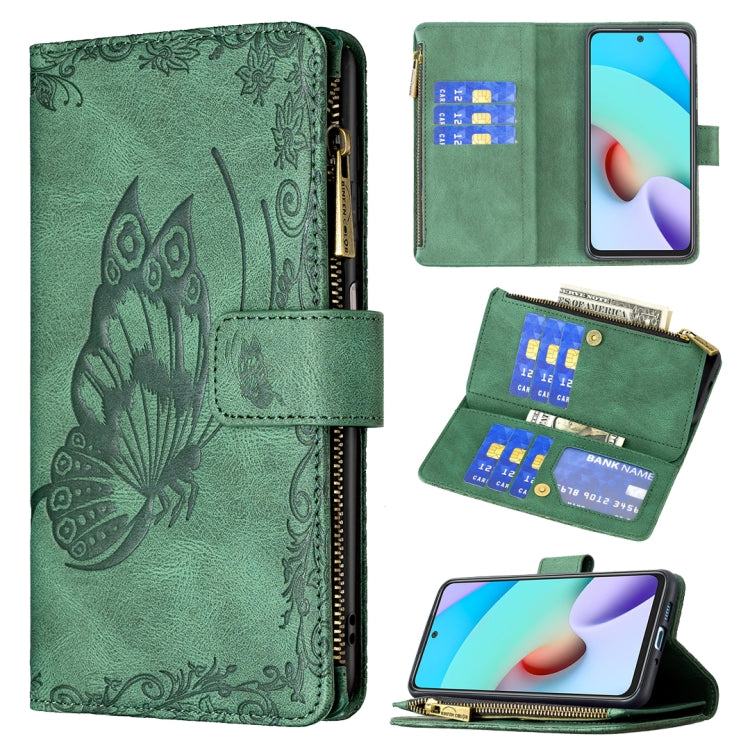 For Xiaomi Redmi 10 Flying Butterfly Embossing Pattern Zipper Horizontal Flip Leather Case with Holder & Card Slots & Wallet