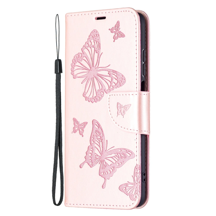 For Xiaomi Redmi 10 Two Butterflies Embossing Pattern Horizontal Flip Leather Case with Holder & Card Slot & Wallet & Lanyard