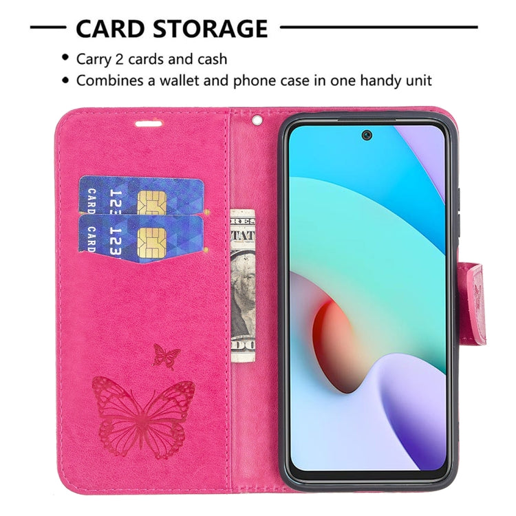 For Xiaomi Redmi 10 Two Butterflies Embossing Pattern Horizontal Flip Leather Case with Holder & Card Slot & Wallet & Lanyard