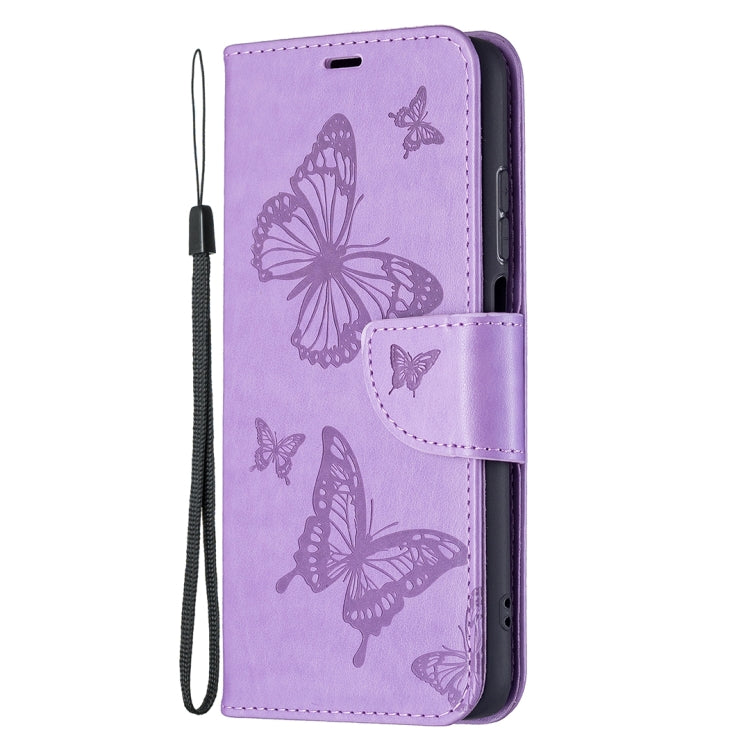 For Xiaomi Redmi 10 Two Butterflies Embossing Pattern Horizontal Flip Leather Case with Holder & Card Slot & Wallet & Lanyard
