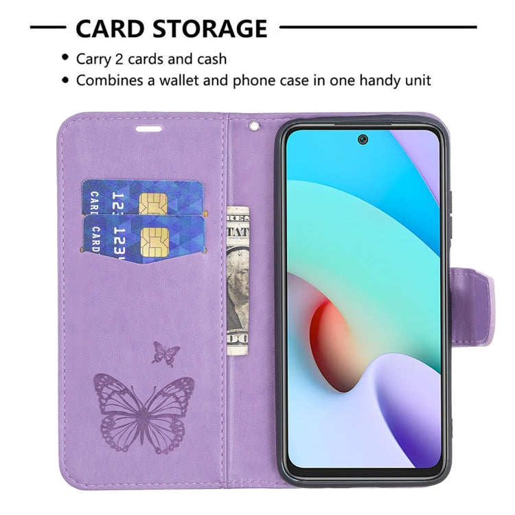 For Xiaomi Redmi 10 Two Butterflies Embossing Pattern Horizontal Flip Leather Case with Holder & Card Slot & Wallet & Lanyard