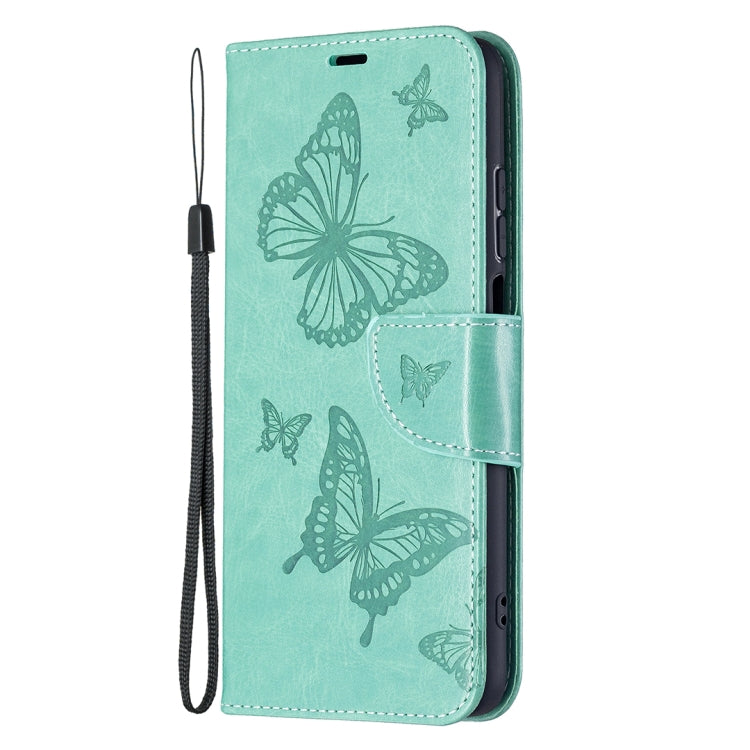 For Xiaomi Redmi 10 Two Butterflies Embossing Pattern Horizontal Flip Leather Case with Holder & Card Slot & Wallet & Lanyard