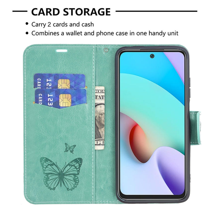 For Xiaomi Redmi 10 Two Butterflies Embossing Pattern Horizontal Flip Leather Case with Holder & Card Slot & Wallet & Lanyard
