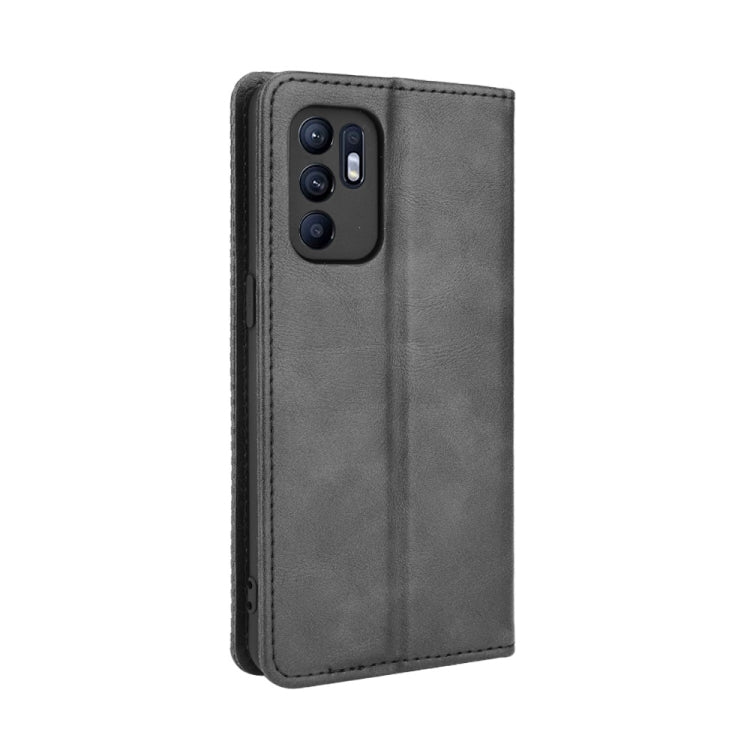 For OPPO Reno6 4G Magnetic Buckle Retro Pattern Horizontal Flip Leather Case with Holder & Card Slot & Wallet