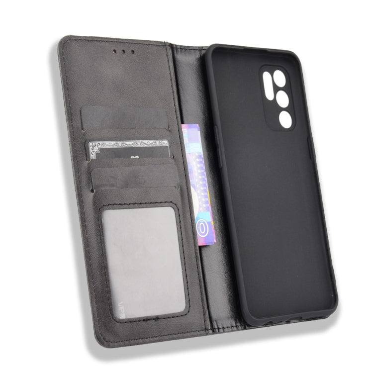 For OPPO Reno6 4G Magnetic Buckle Retro Pattern Horizontal Flip Leather Case with Holder & Card Slot & Wallet
