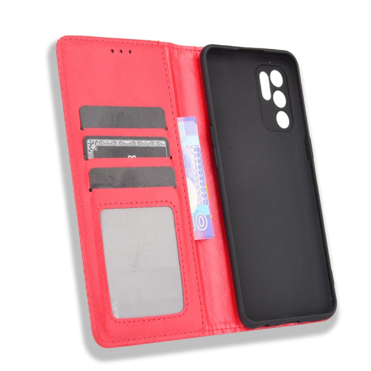 For OPPO Reno6 4G Magnetic Buckle Retro Pattern Horizontal Flip Leather Case with Holder & Card Slot & Wallet