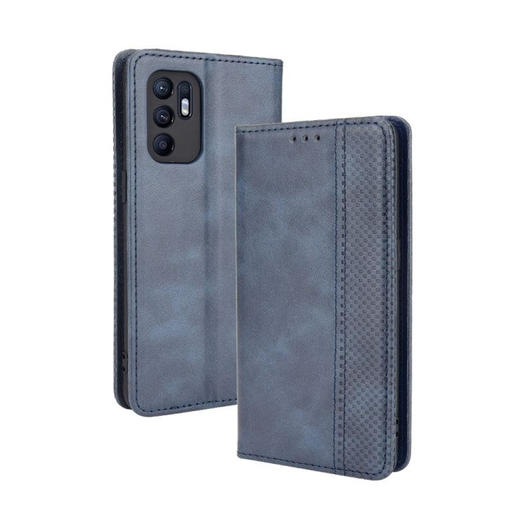 For OPPO Reno6 4G Magnetic Buckle Retro Pattern Horizontal Flip Leather Case with Holder & Card Slot & Wallet