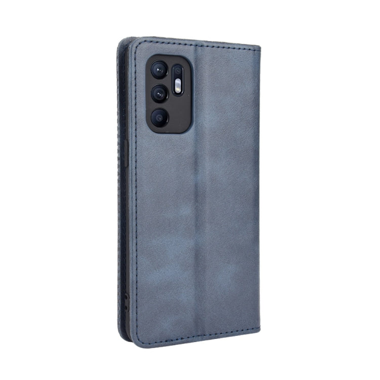 For OPPO Reno6 4G Magnetic Buckle Retro Pattern Horizontal Flip Leather Case with Holder & Card Slot & Wallet