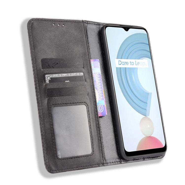 For OPPO Realme C21Y Magnetic Buckle Retro Pattern Horizontal Flip Leather Case with Holder & Card Slot & Wallet
