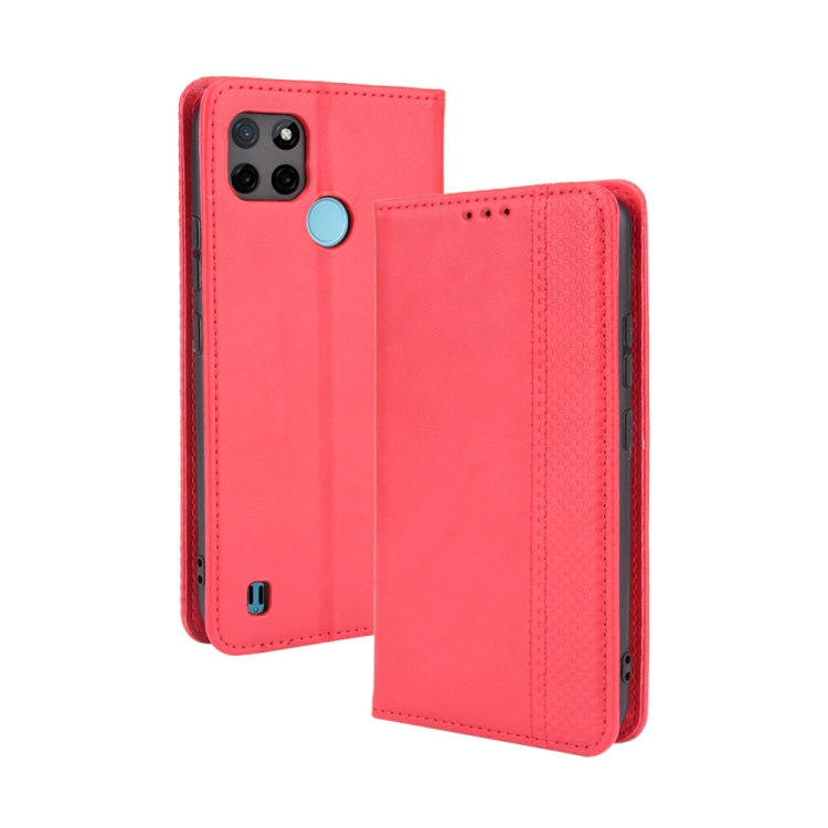 For OPPO Realme C21Y Magnetic Buckle Retro Pattern Horizontal Flip Leather Case with Holder & Card Slot & Wallet