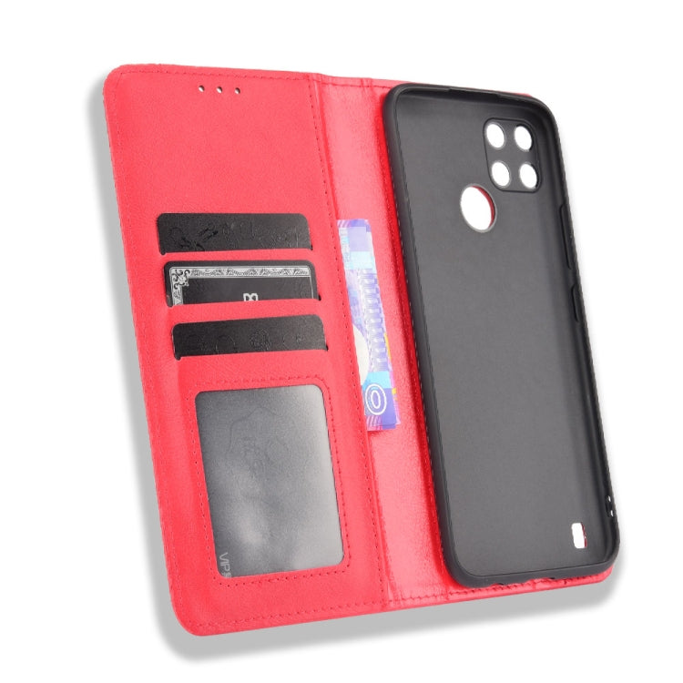 For OPPO Realme C21Y Magnetic Buckle Retro Pattern Horizontal Flip Leather Case with Holder & Card Slot & Wallet