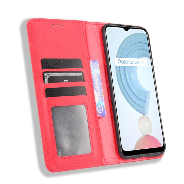 For OPPO Realme C21Y Magnetic Buckle Retro Pattern Horizontal Flip Leather Case with Holder & Card Slot & Wallet