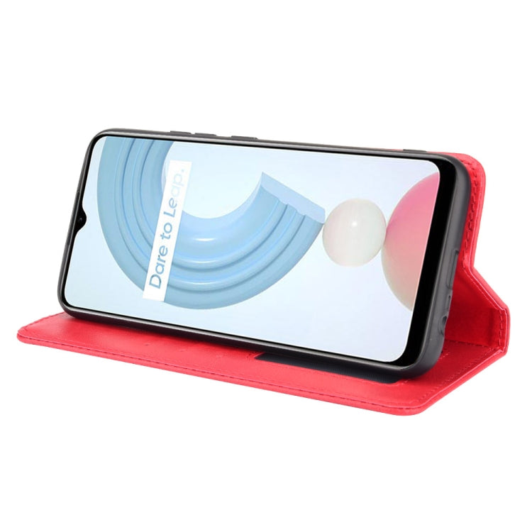For OPPO Realme C21Y Magnetic Buckle Retro Pattern Horizontal Flip Leather Case with Holder & Card Slot & Wallet