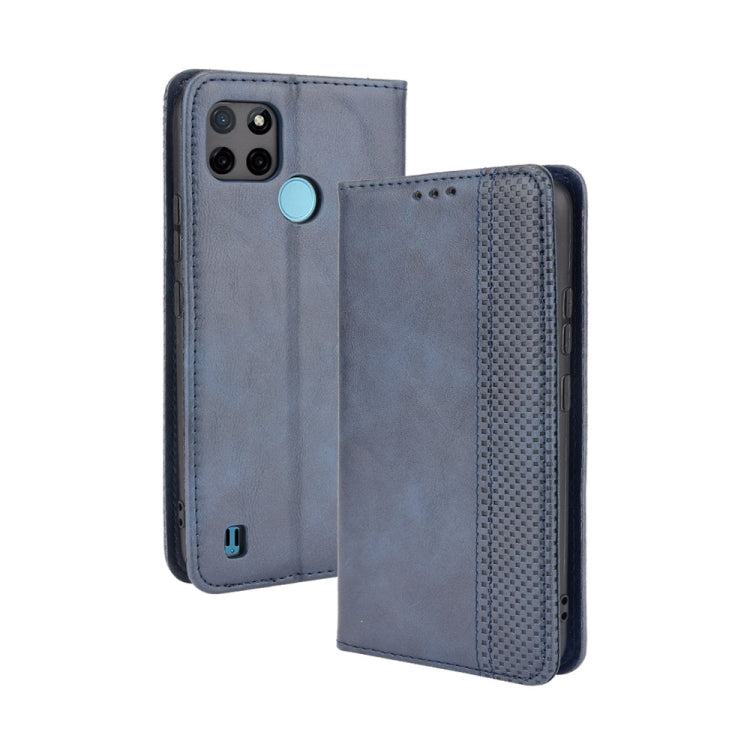 For OPPO Realme C21Y Magnetic Buckle Retro Pattern Horizontal Flip Leather Case with Holder & Card Slot & Wallet