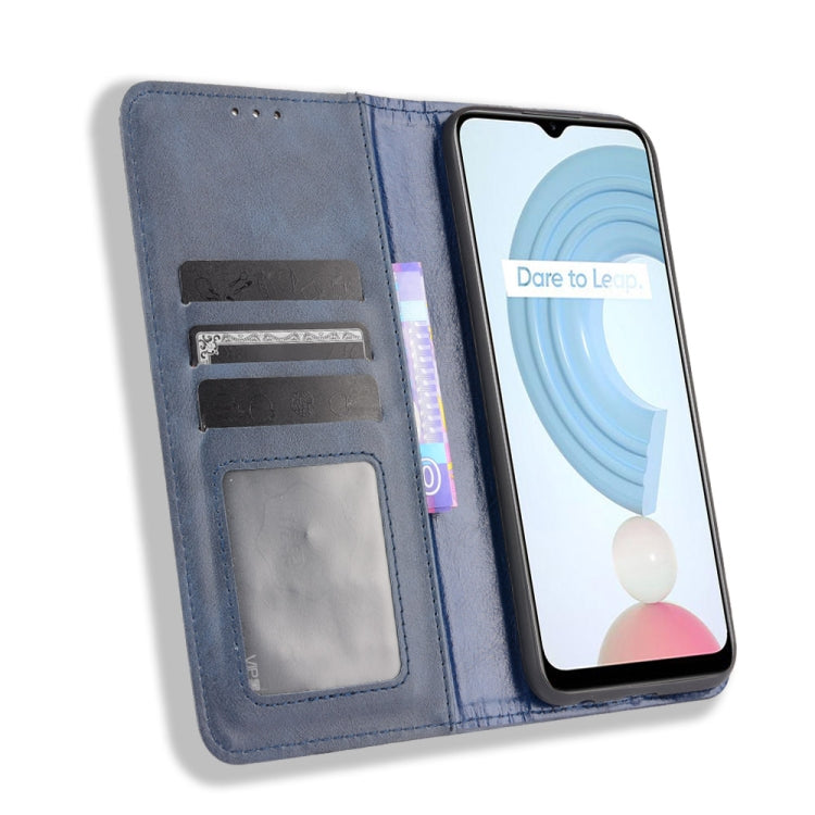 For OPPO Realme C21Y Magnetic Buckle Retro Pattern Horizontal Flip Leather Case with Holder & Card Slot & Wallet