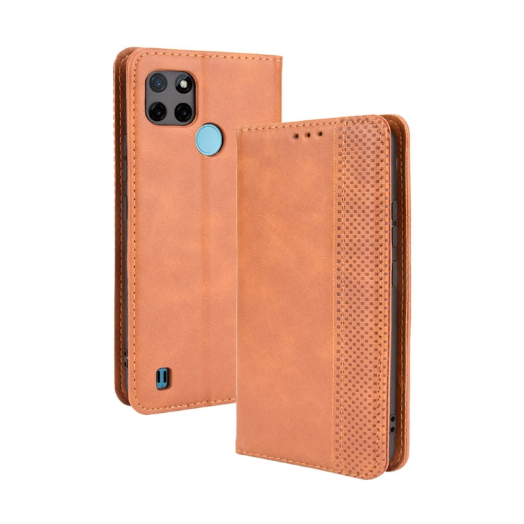 For OPPO Realme C21Y Magnetic Buckle Retro Pattern Horizontal Flip Leather Case with Holder & Card Slot & Wallet