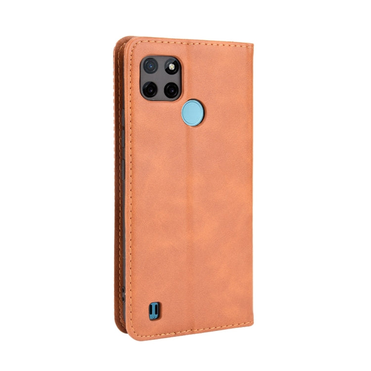 For OPPO Realme C21Y Magnetic Buckle Retro Pattern Horizontal Flip Leather Case with Holder & Card Slot & Wallet