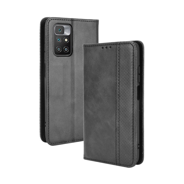 For Xiaomi Redmi 10 Magnetic Buckle Retro Pattern Horizontal Flip Leather Case with Holder & Card Slot & Wallet