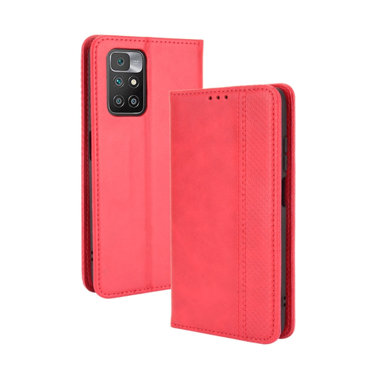 For Xiaomi Redmi 10 Magnetic Buckle Retro Pattern Horizontal Flip Leather Case with Holder & Card Slot & Wallet
