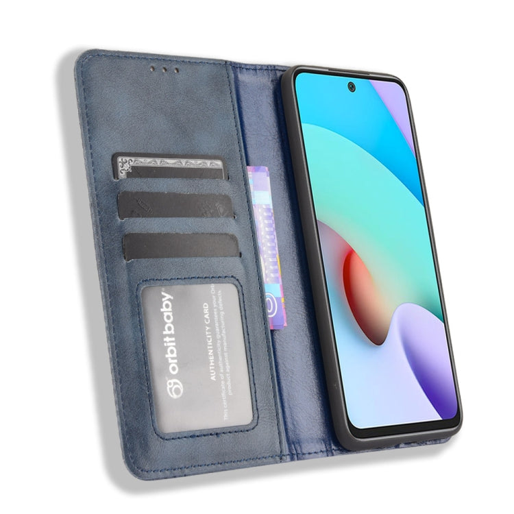 For Xiaomi Redmi 10 Magnetic Buckle Retro Pattern Horizontal Flip Leather Case with Holder & Card Slot & Wallet