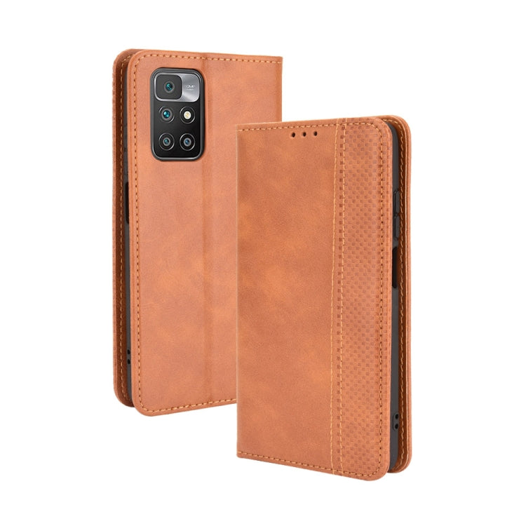 For Xiaomi Redmi 10 Magnetic Buckle Retro Pattern Horizontal Flip Leather Case with Holder & Card Slot & Wallet