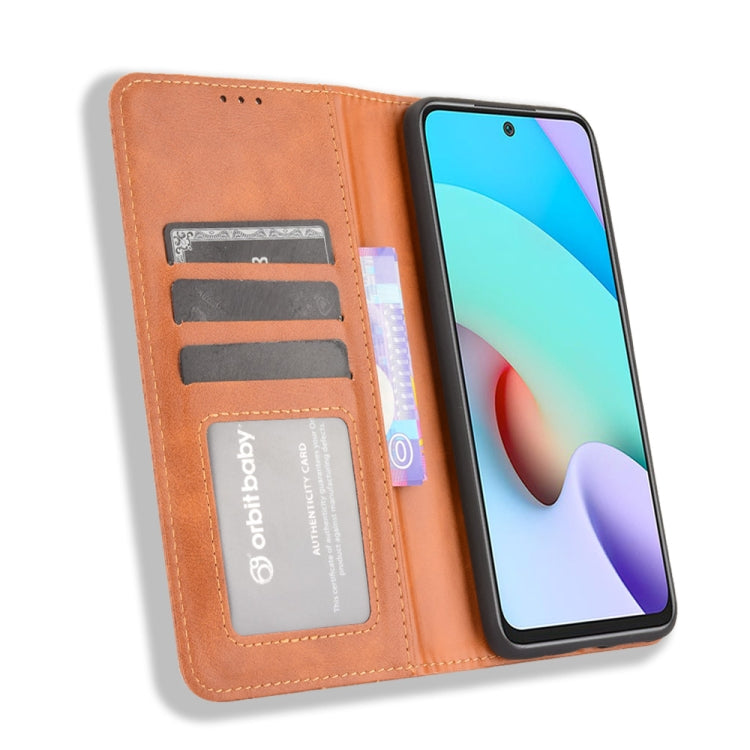 For Xiaomi Redmi 10 Magnetic Buckle Retro Pattern Horizontal Flip Leather Case with Holder & Card Slot & Wallet