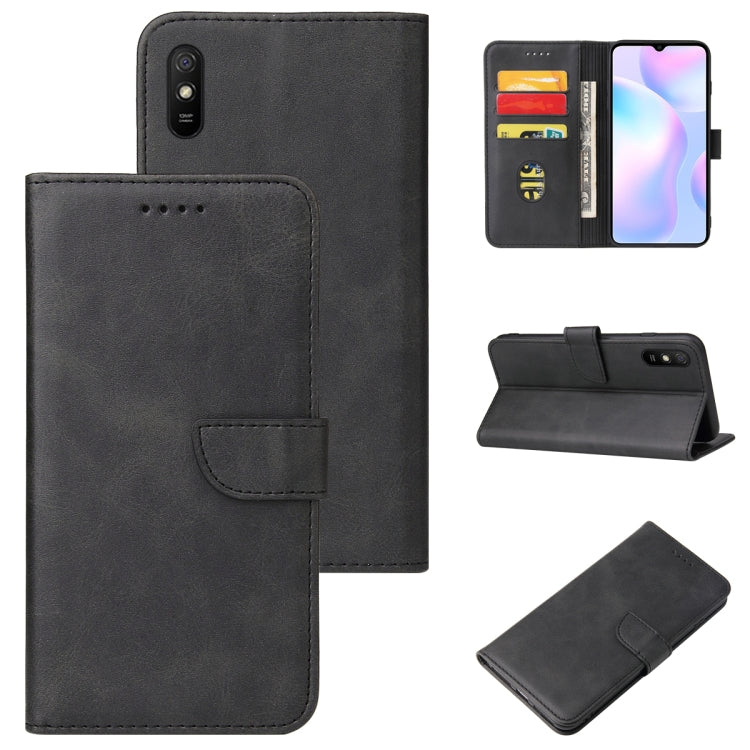 For Xiaomi Redmi 9A Calf Texture Buckle Horizontal Flip Leather Case with Holder & Card Slots & Wallet