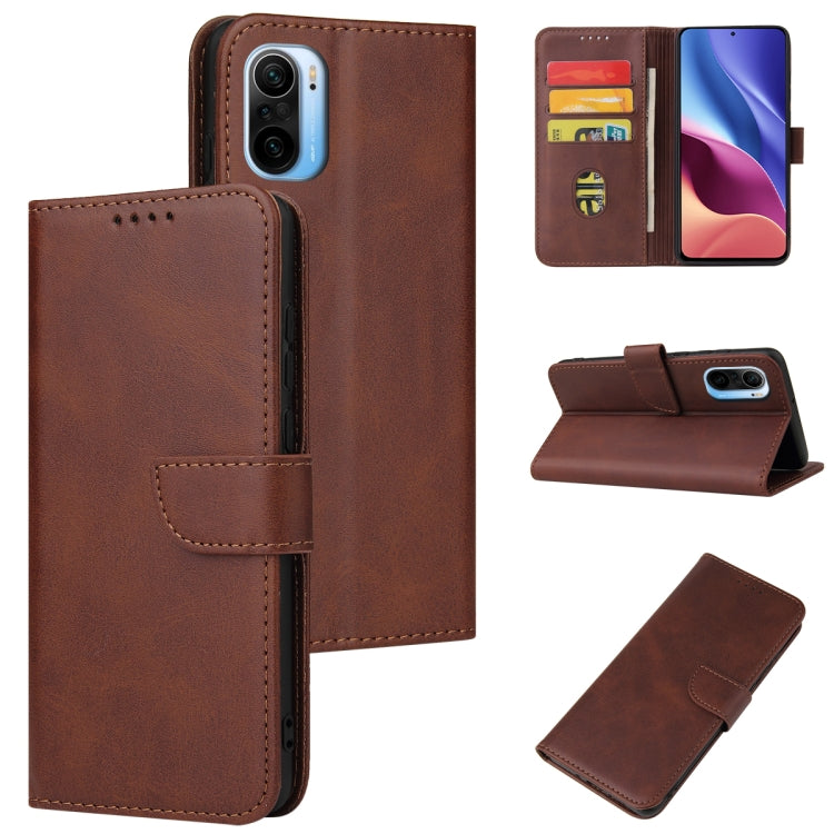 For Xiaomi Redmi K40 Calf Texture Buckle Horizontal Flip Leather Case with Holder & Card Slots & Wallet