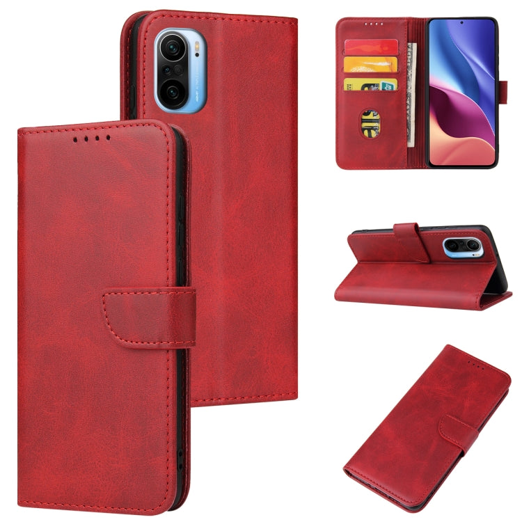 For Xiaomi Redmi K40 Calf Texture Buckle Horizontal Flip Leather Case with Holder & Card Slots & Wallet