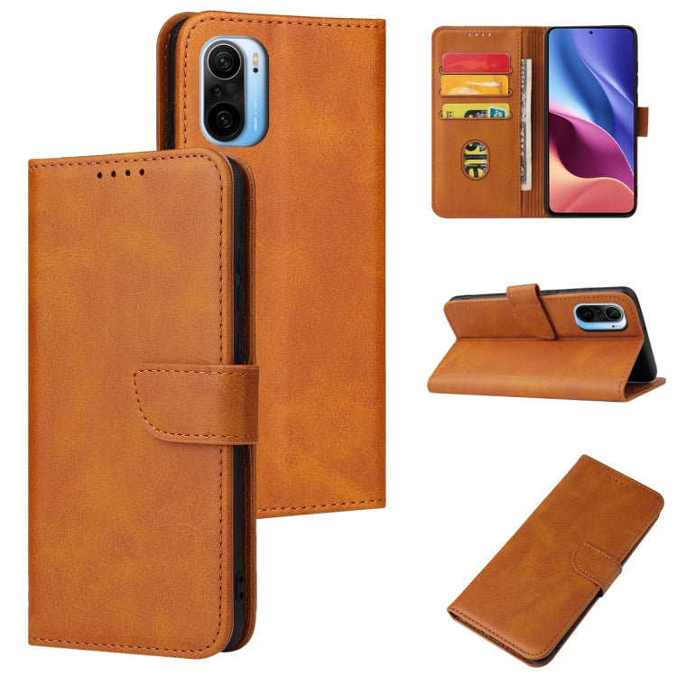 For Xiaomi Redmi K40 Calf Texture Buckle Horizontal Flip Leather Case with Holder & Card Slots & Wallet