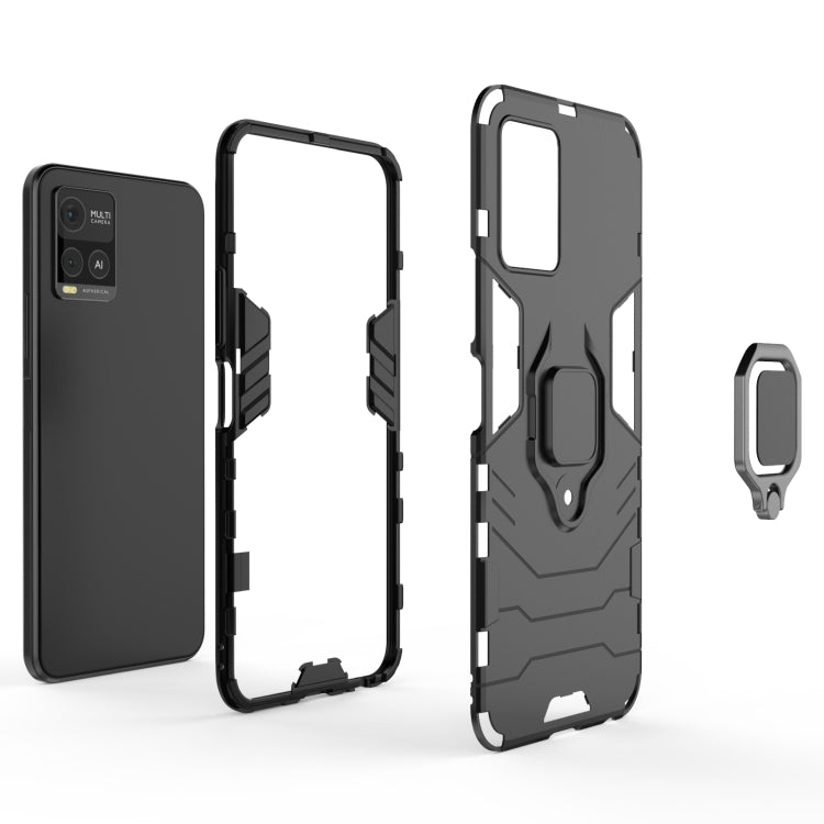 For vivo Y21 Shockproof PC + TPU Protective Case with Magnetic Ring Holder