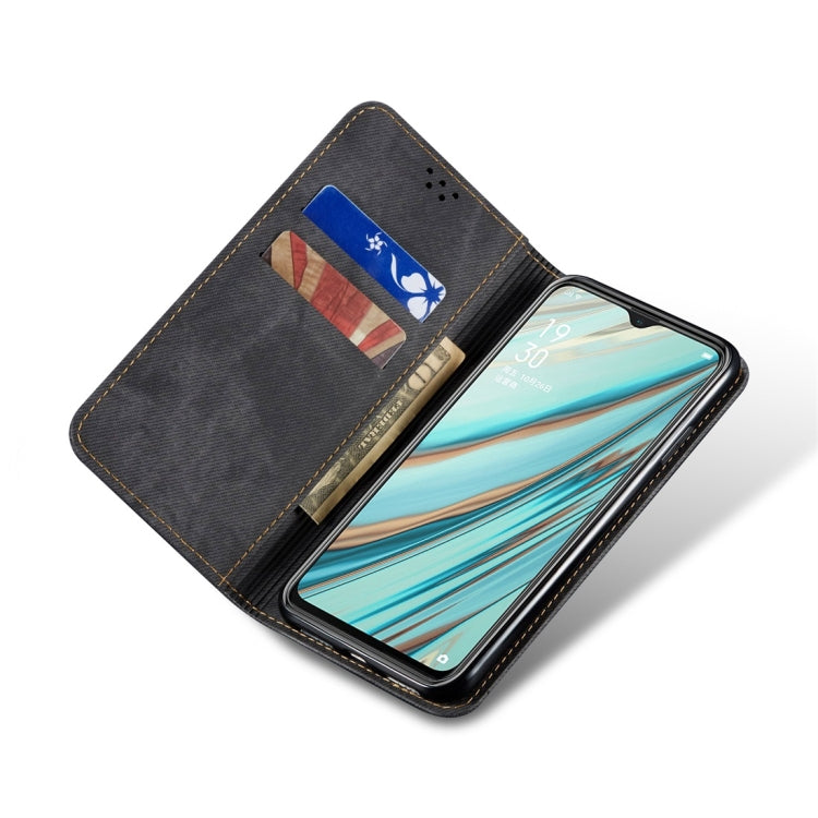 For OPPO A9 / F11 Denim Texture Casual Style Horizontal Flip Leather Case with Holder & Card Slots & Wallet