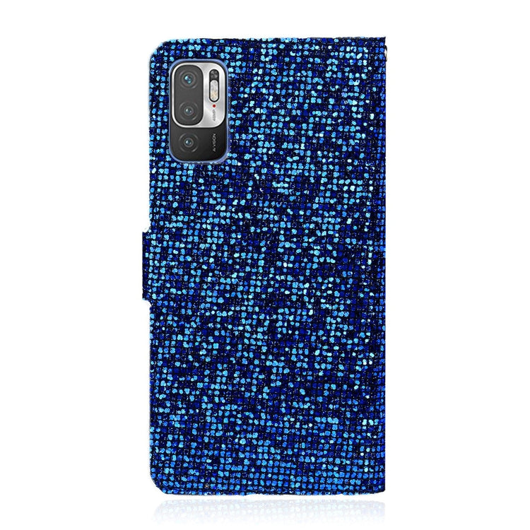For Xiaomi Redmi Note 10 5G Glitter Powder Horizontal Flip Leather Case with Card Slots & Holder & Lanyard