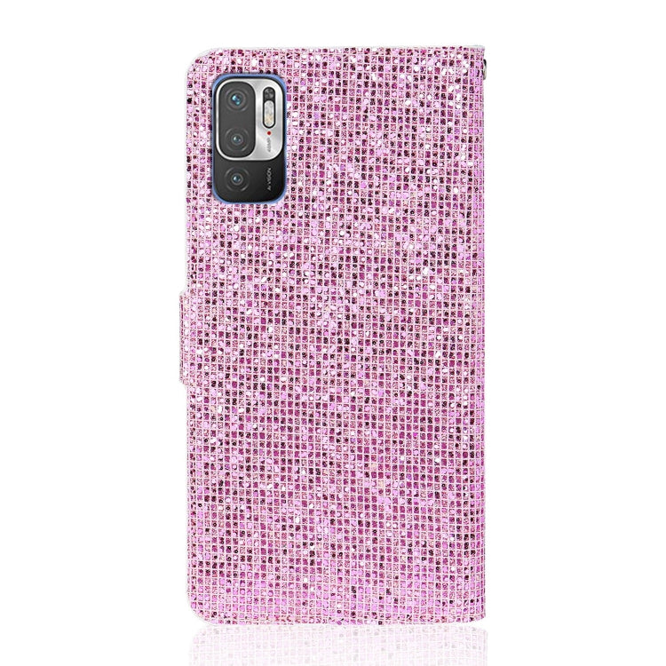 For Xiaomi Redmi Note 10 5G Glitter Powder Horizontal Flip Leather Case with Card Slots & Holder & Lanyard