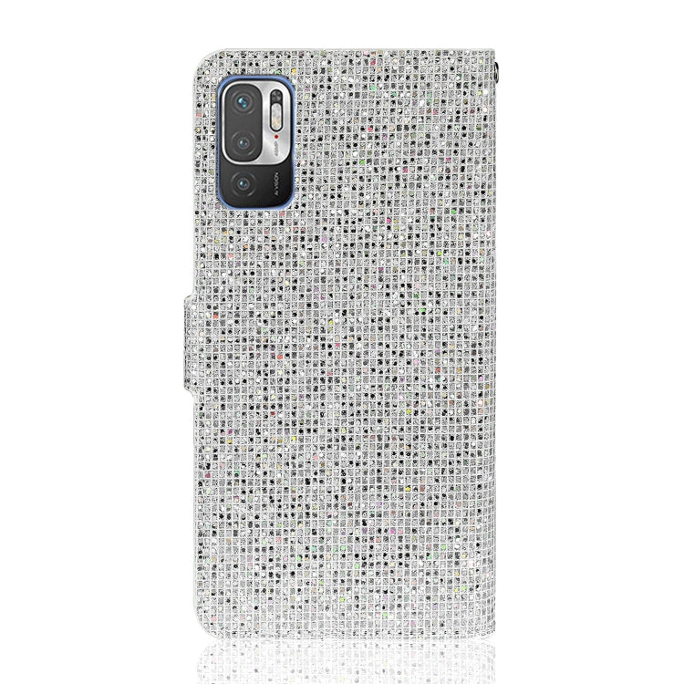 For Xiaomi Redmi Note 10 5G Glitter Powder Horizontal Flip Leather Case with Card Slots & Holder & Lanyard