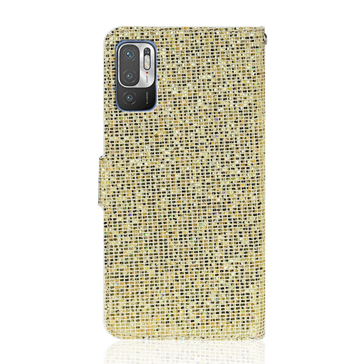 For Xiaomi Redmi Note 10 5G Glitter Powder Horizontal Flip Leather Case with Card Slots & Holder & Lanyard