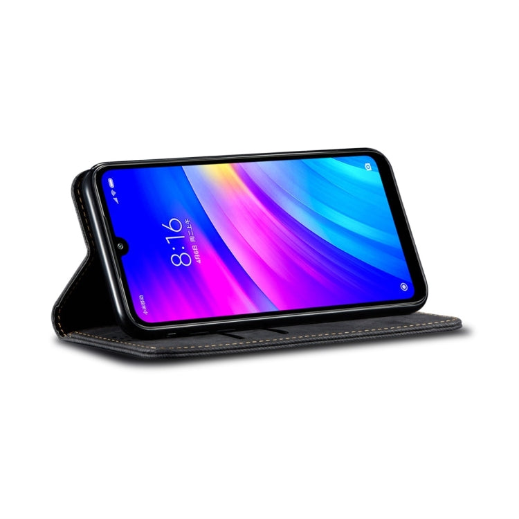 For Xiaomi Redmi 7 Denim Texture Casual Style Horizontal Flip Leather Case with Holder & Card Slots & Wallet