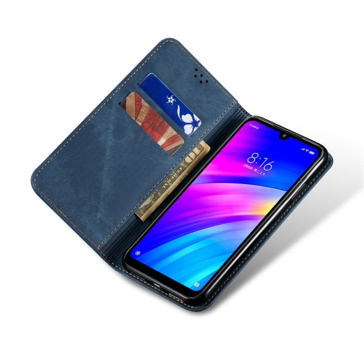 For Xiaomi Redmi 7 Denim Texture Casual Style Horizontal Flip Leather Case with Holder & Card Slots & Wallet