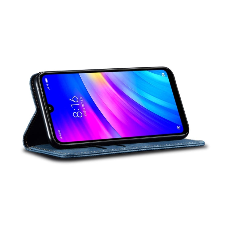For Xiaomi Redmi 7 Denim Texture Casual Style Horizontal Flip Leather Case with Holder & Card Slots & Wallet