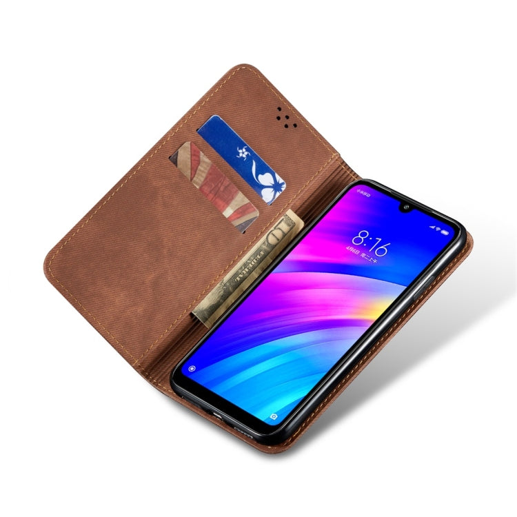 For Xiaomi Redmi 7 Denim Texture Casual Style Horizontal Flip Leather Case with Holder & Card Slots & Wallet