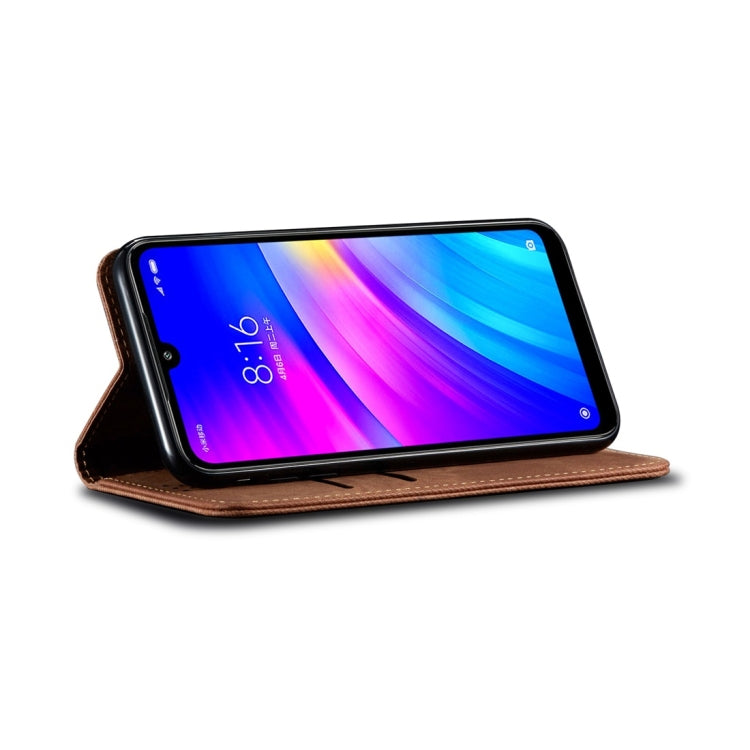 For Xiaomi Redmi 7 Denim Texture Casual Style Horizontal Flip Leather Case with Holder & Card Slots & Wallet