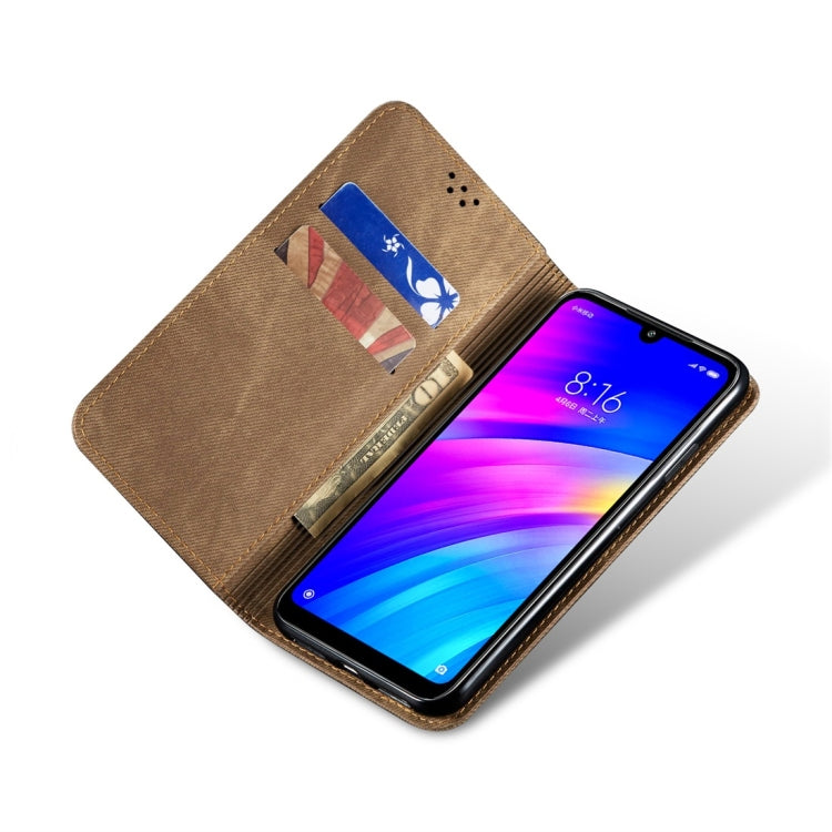 For Xiaomi Redmi 7 Denim Texture Casual Style Horizontal Flip Leather Case with Holder & Card Slots & Wallet