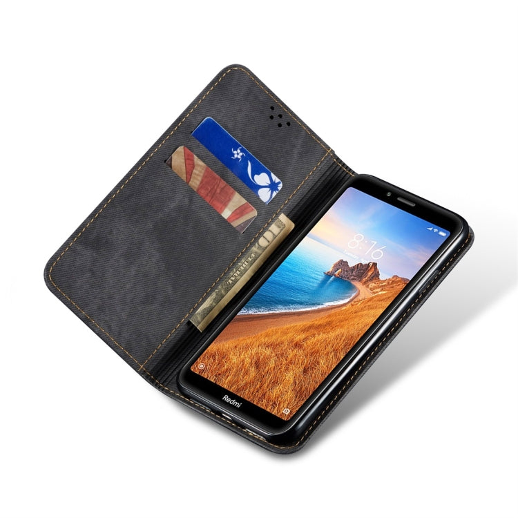 For Xiaomi Redmi 7A Denim Texture Casual Style Horizontal Flip Leather Case with Holder & Card Slots & Wallet