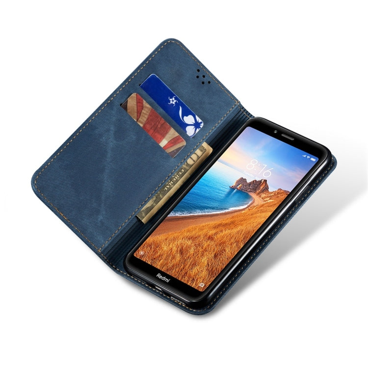 For Xiaomi Redmi 7A Denim Texture Casual Style Horizontal Flip Leather Case with Holder & Card Slots & Wallet