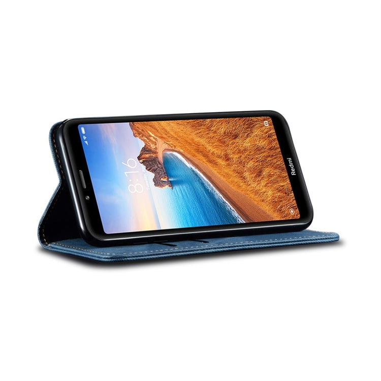 For Xiaomi Redmi 7A Denim Texture Casual Style Horizontal Flip Leather Case with Holder & Card Slots & Wallet